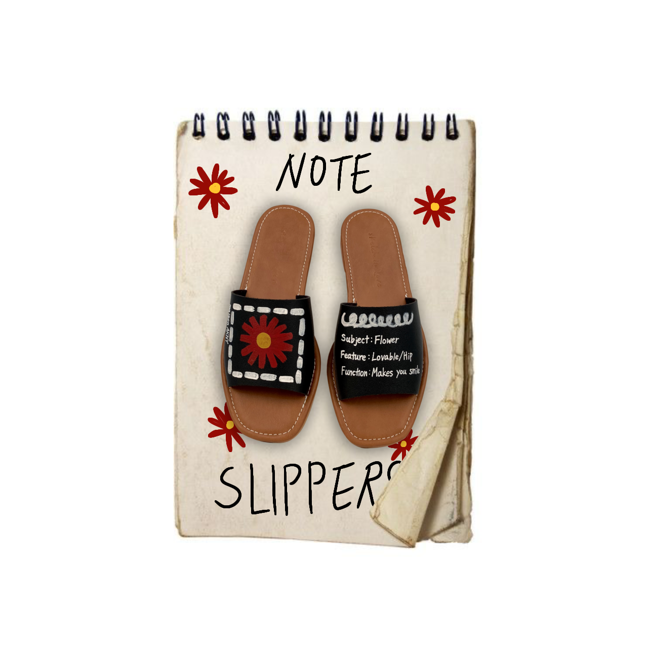 Note Slippers (black)
