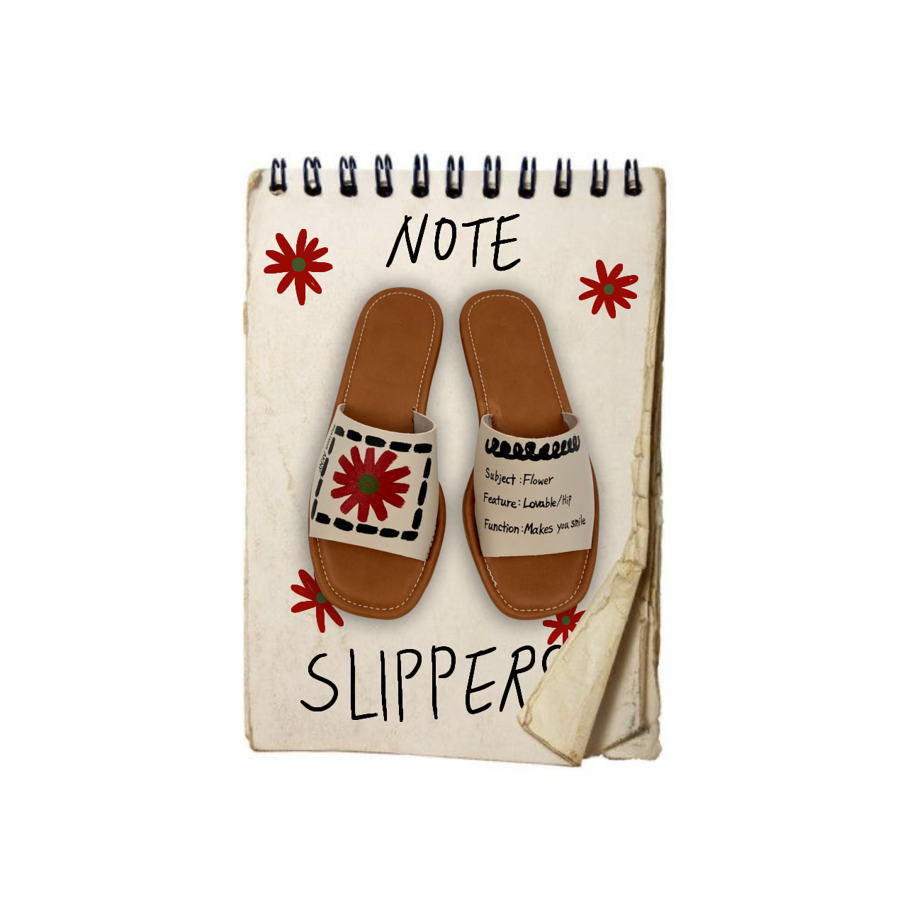 Note Slippers (beige)